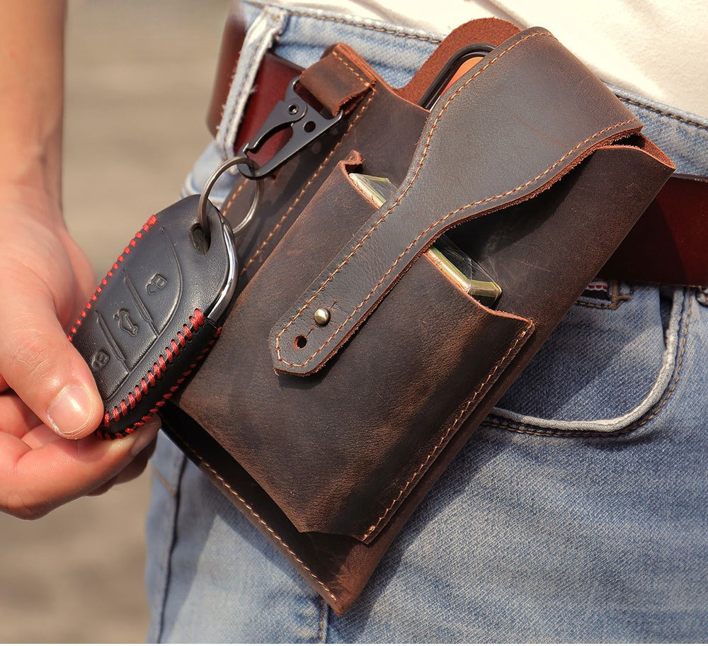 Edc Carry Bag For Men - Kabura na telefon ze skóry Crazy