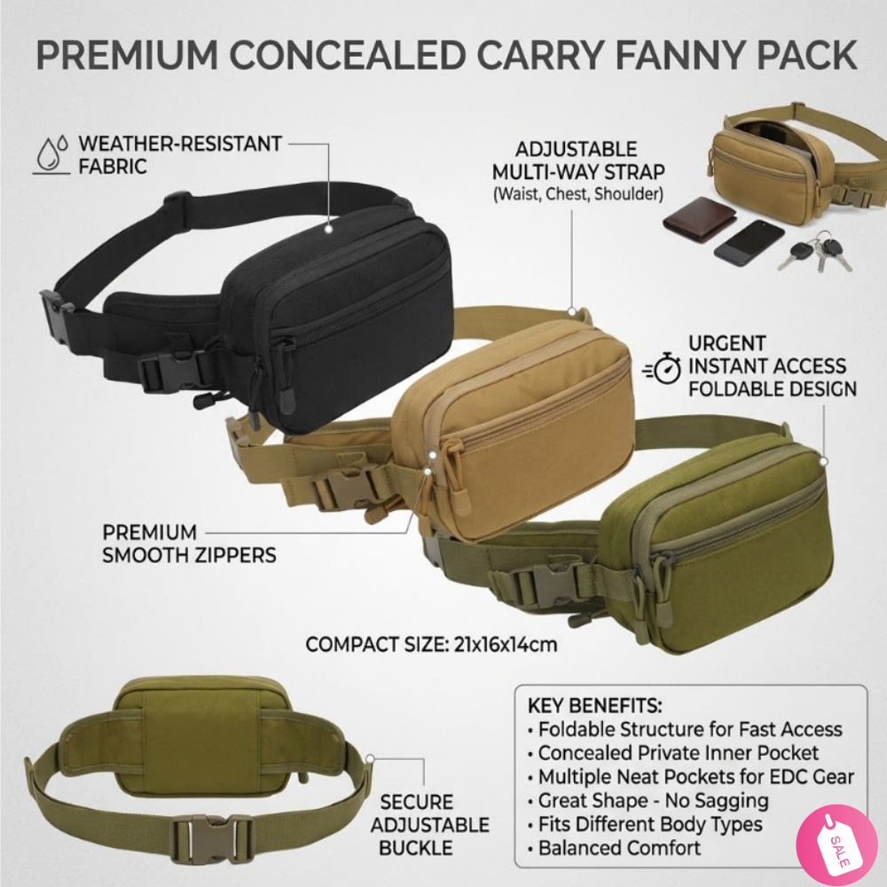 Edc Carry Fanny Pack - Taktyczna saszetka biodrowa do ukrytego noszenia,