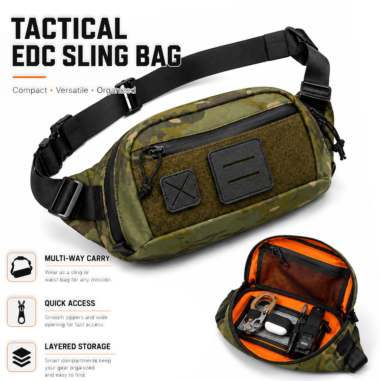 Edc Concealed Carry Sling Bag - Taktyczna torba biodrowa EDC, torba na